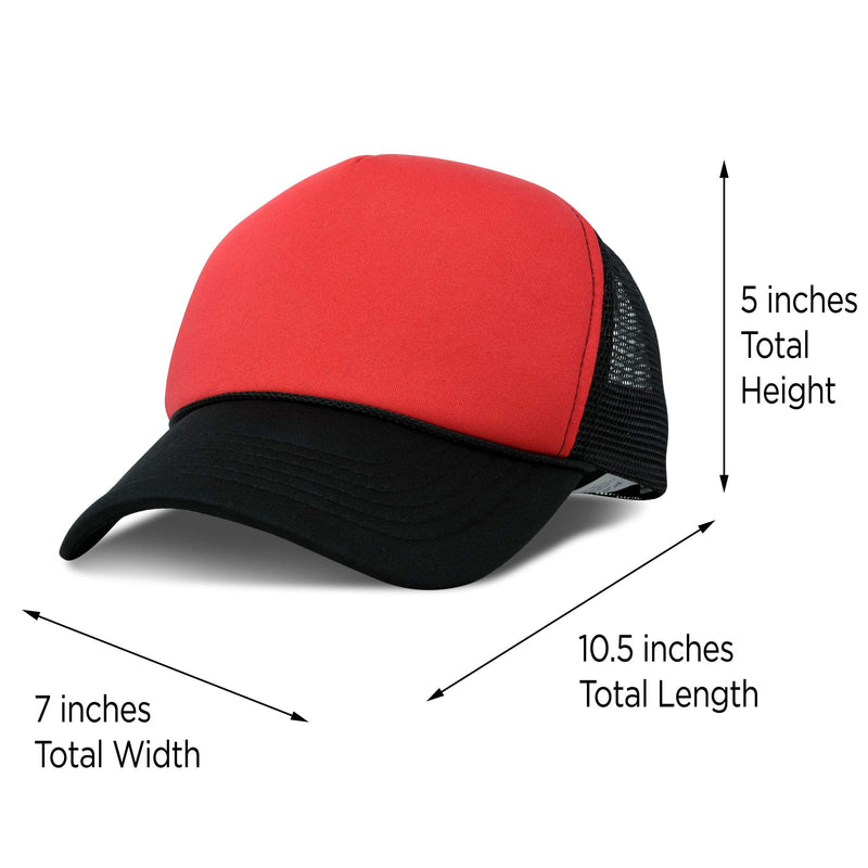 DALIX Two Tone Trucker Hat Summer Mesh Cap with Adjustable Snapback Strap Black-red - BeesActive Australia