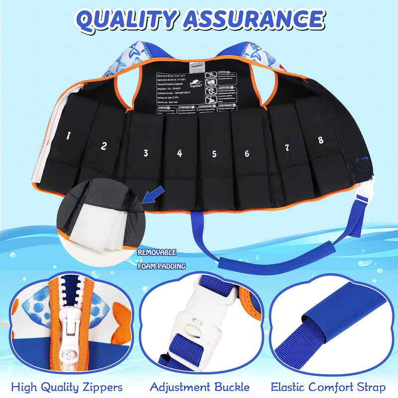 Swim Vest for Kids- Buoyancy Toodle Swimming Jacket for Boys and Girls, Premium Neoprene Baby Swim Vest Infant Swim Jacket for Age 2-6 Years/ 22-50lbs Blue M/ (2-4 Years) - BeesActive Australia