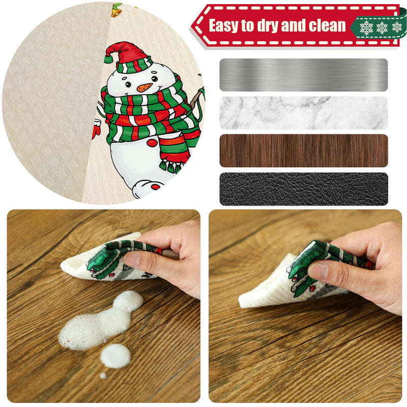 9 Pcs Christmas Swedish Themed Dishcloths Reusable Absorbent Swedish Style Cleaning Dishcloths Xmas Kitchen Dish Cloth Towels Cleaning Wipe for Home Party Clean Housewarming, 7 x 8 in (Vivid Style) Vivid Style 9 - BeesActive Australia