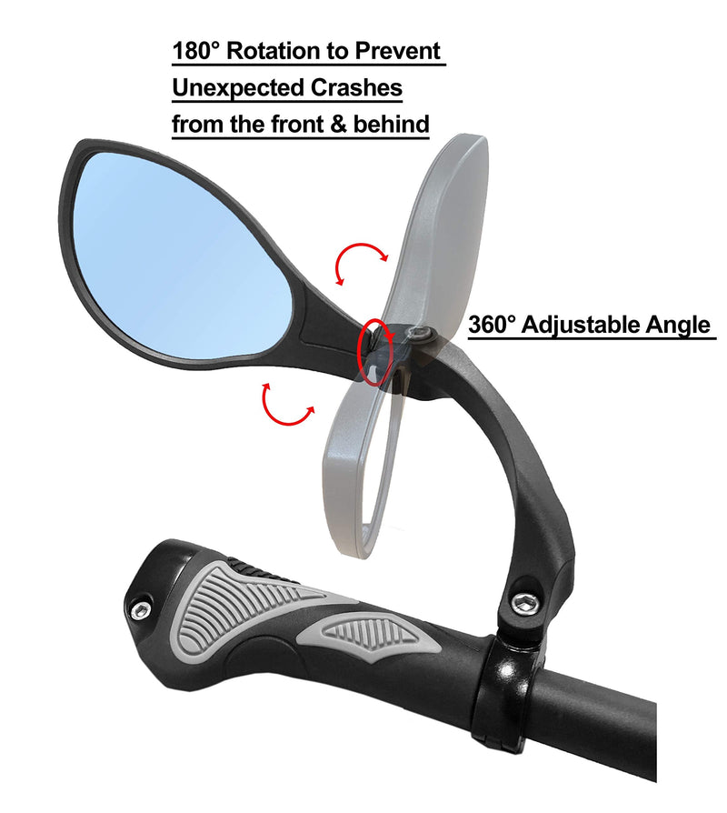 Hafny NEW Handlebar Bike Mirror, HD Glass Lens (Anti-glare Blue Left) HF-M902LB-FR01 Anti-glare Blue Left - BeesActive Australia