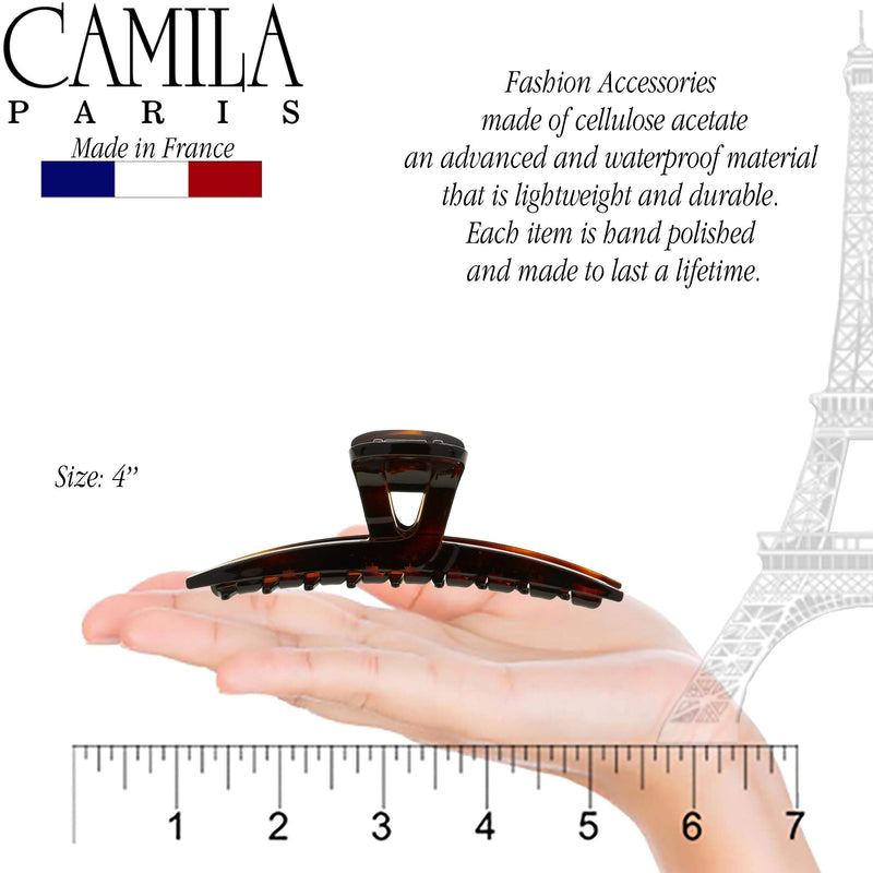 Camila Paris CP2371 French Hair Clip for Women, Narrow, Strong Hold Grip Double Teeth Girls Hair Claw Clips Jaw, Fashion Durable Styling Hair Accessories for Women, Made in France 4" Tortoise Shell - BeesActive Australia