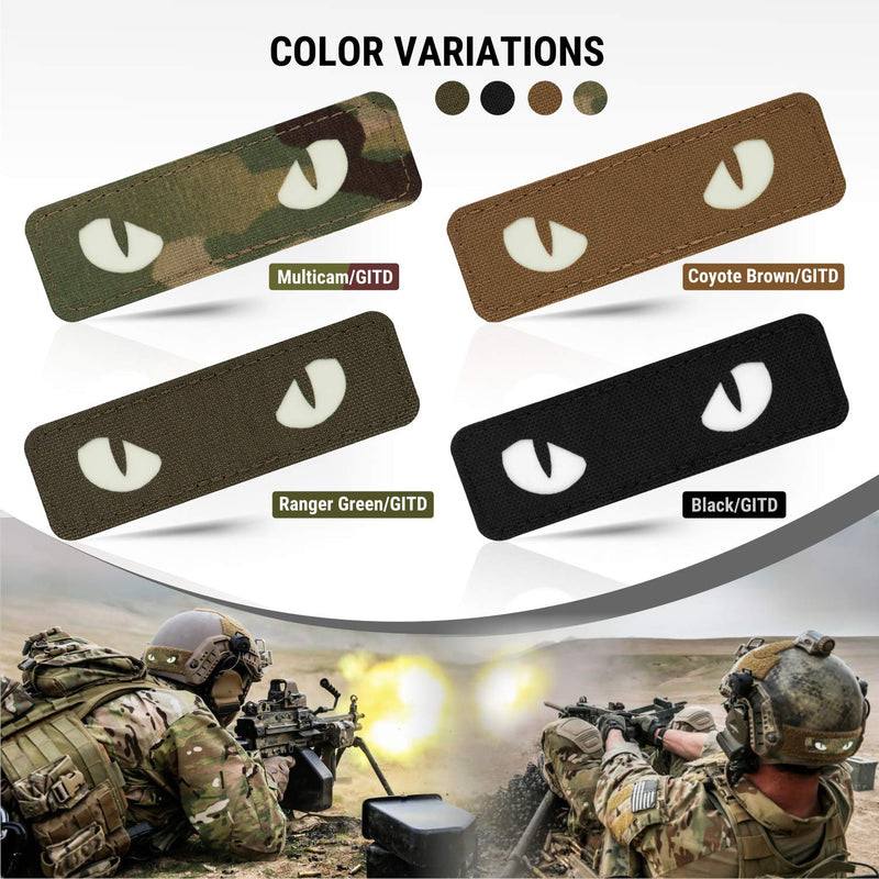 [AUSTRALIA] - M-Tac Cat Eyes Morale Patches Tactical Patch Military Combat Hook Fasteners Black - GITD 