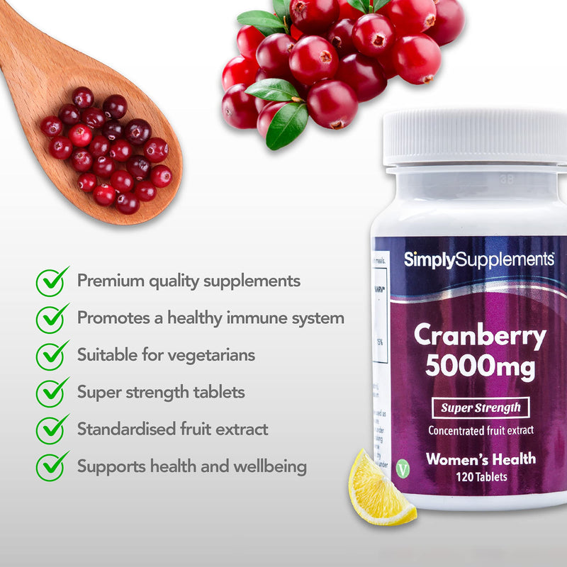 Cranberry Tablets 5000mg | High Strength Cranberry Extract | Vegan & Vegetarian Friendly | Now with Vitamin C for Immune Support | 120 Tablets = Up to 4 Month Supply | Manufactured in The UK - BeesActive Australia