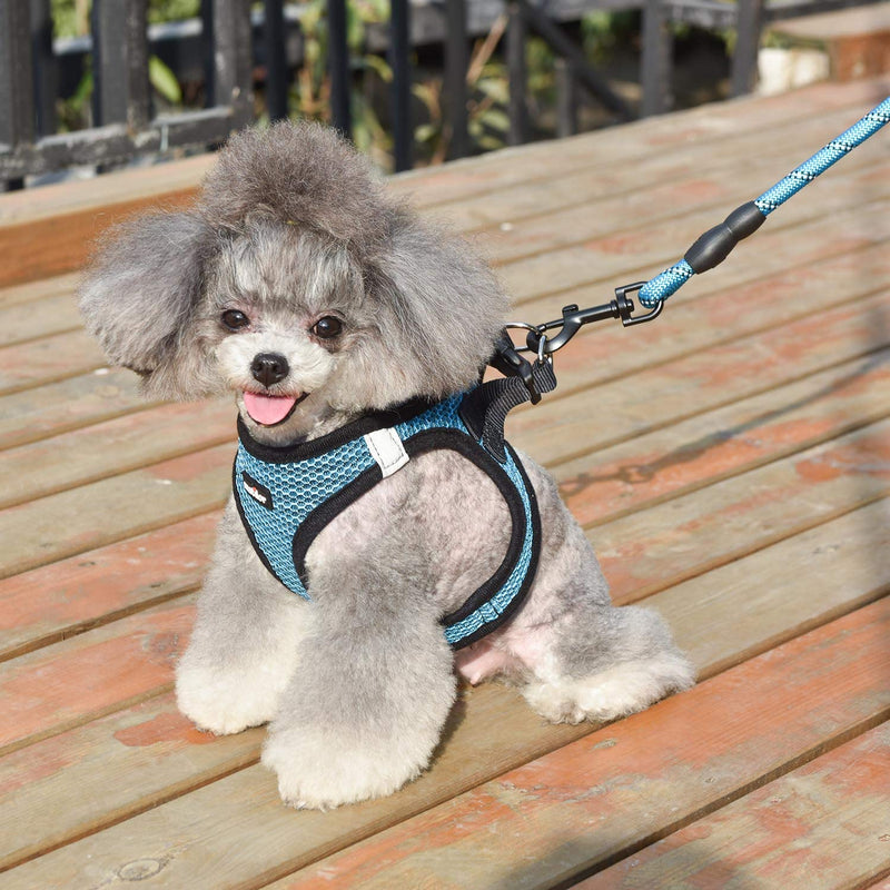 matilor Dog Harness Step-in Breathable Puppy Cat Dog Vest Harnesses for Small Medium Dogs M (Chest 13.5''-16.5'', Weight 10-15 lb) Blue - BeesActive Australia