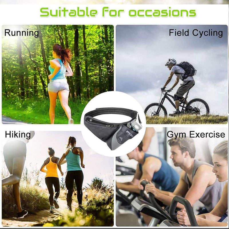 PYFK Running Belt Hydration Waist Pack with Water Bottle Holder for Men Women Waist Pouch Fanny Bag Reflective Black - BeesActive Australia