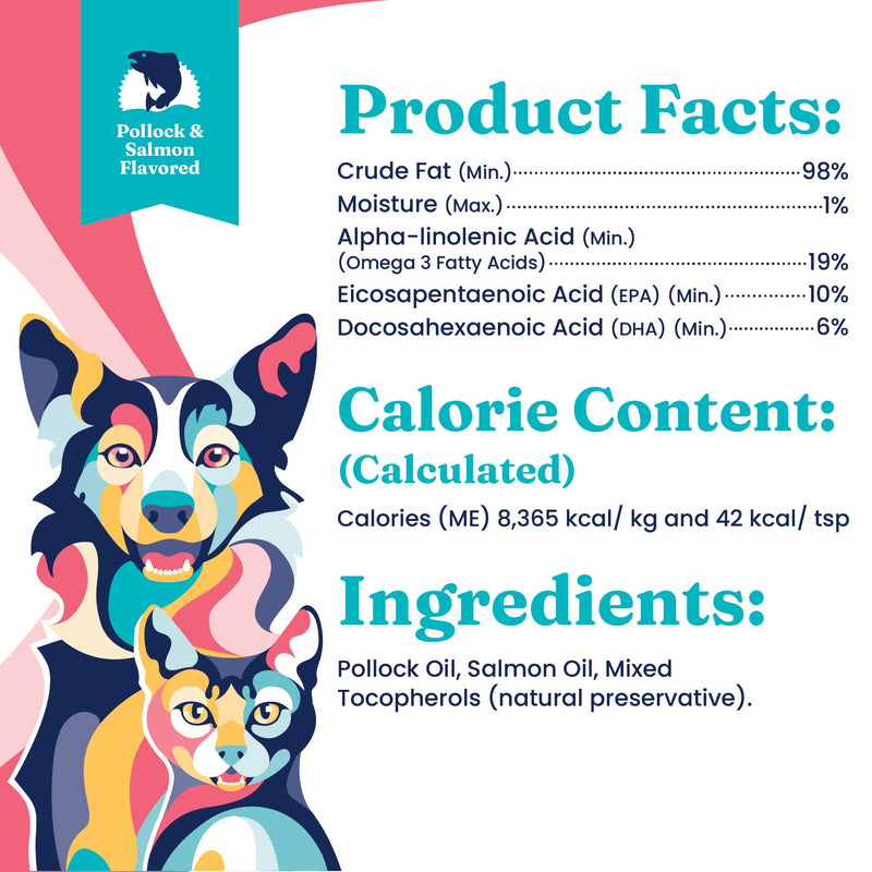 Solid Gold Fish Oil for Dogs & Cats - Wild Alaskan Salmon Oil for Dogs Skin and Coat Support - Omega 3 Pollock Oil Blend and Fatty Acids with EPA & DHA for Immune System Health 8 oz - BeesActive Australia