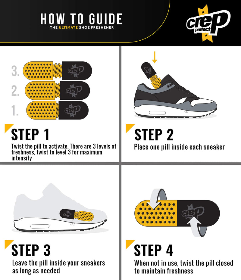 Crep Protect Refresher Pill - Ultimate Shoe Deodorant, Fresh Cotton Fragrance (Pack of 2) One Size Black (Black) - BeesActive Australia