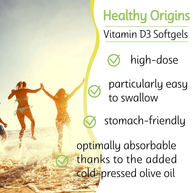 Healthy Origins, Depot Vitamin D3 125mcg (5000 IU), 1 Capsule Every 5 Days, 120 Softgels, Highly Dosed, Lab-Tested, Soy Free, Gluten Free, Non GMO - BeesActive Australia