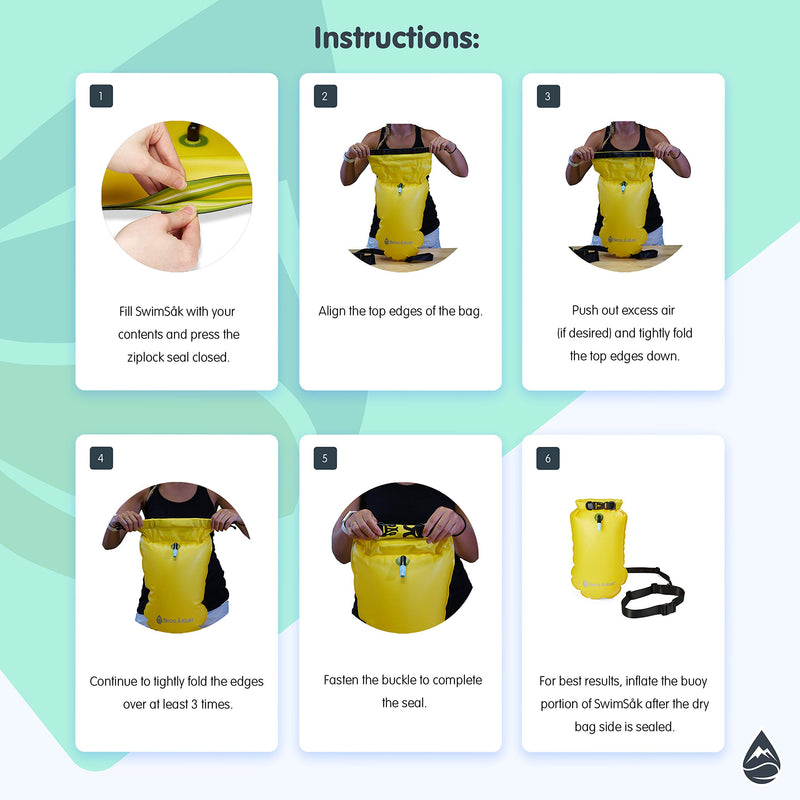 [AUSTRALIA] - Skog Å Kust SwimSak 2-in-1 Inflatable Floating Swim Buoy and Waterproof Dry Bag Yellow 1 Count (Pack of 1) 