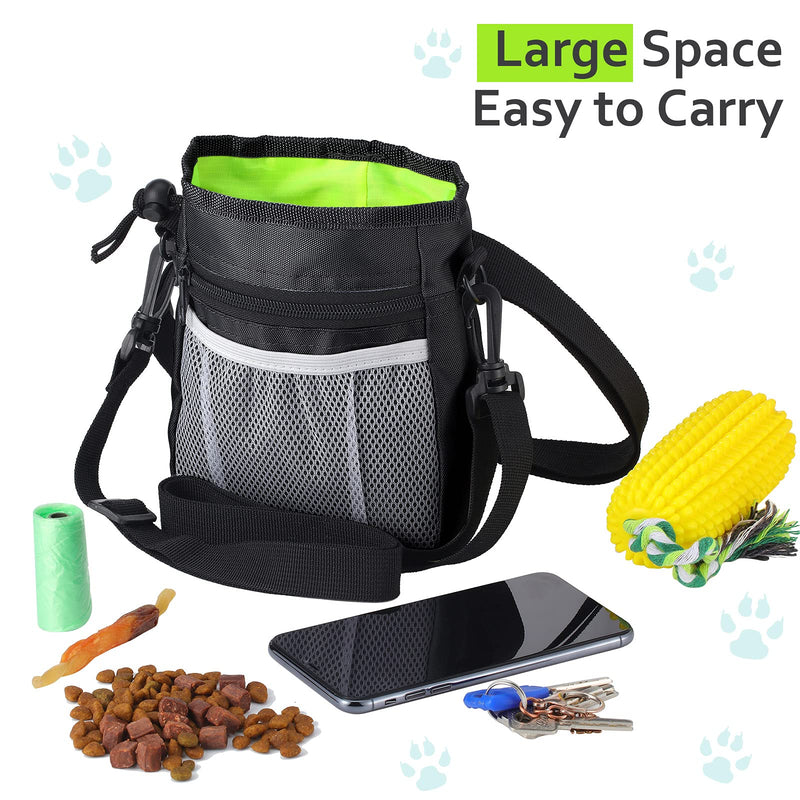 Weewooday Dog Clicker Training Kit, 1 Dog Treat Training Pouch and 2 Pieces Pet Training Clicker with Wrist Strap, Built in Poop Bag Dispenser Easily Carrying Pet Toys Treats Black Solid - BeesActive Australia