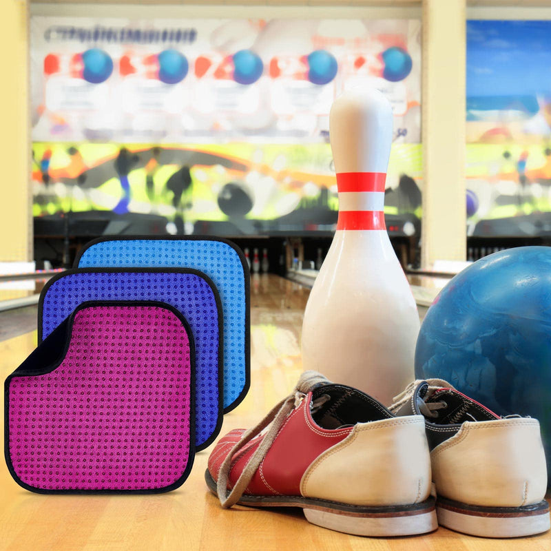 Aoriher 3 Pieces Bowling Ball Towel 7.8 x 7.8 Inch Shammy Pad Rag Bowling Microfiber Towel Easy Wipe Off Grip for Cleaning Bowling Ball from Dirt Oil Bowling Accessories Red, Blue, Purple - BeesActive Australia