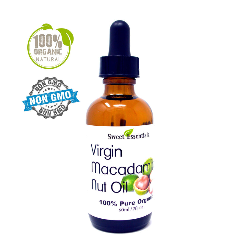 Organic Unrefined Macadamia Nut Oil | 2oz GIass Bottle | Imported From Italy | 100% Pure | Food Grade | Offers Relief From Dry Skin, Eczema, Psoriasis, Dermatitis & More | Best Natural Moisturizer - BeesActive Australia