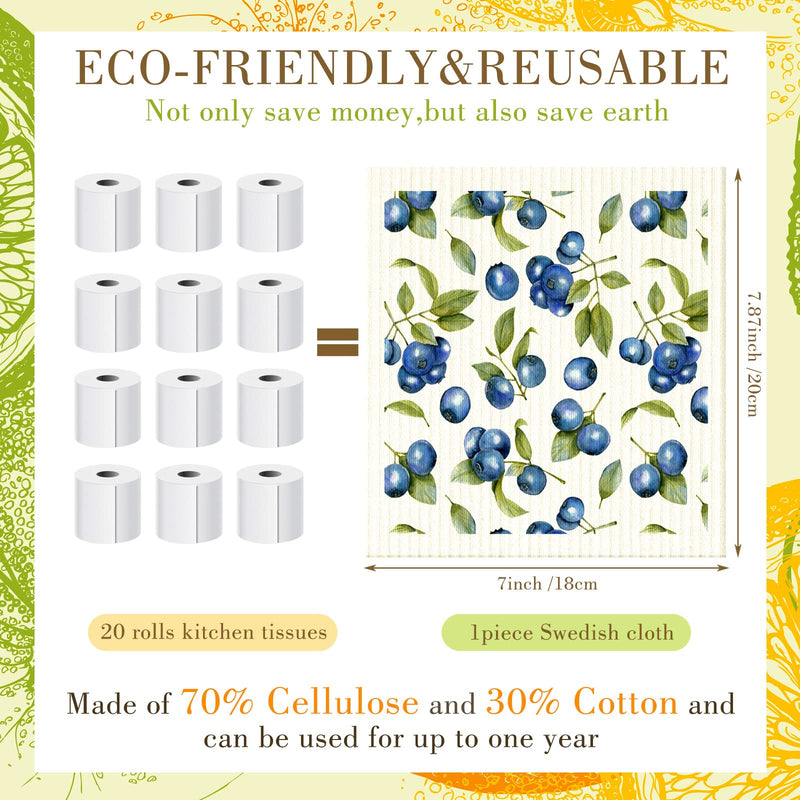 6 Pcs Swedish Kitchen Dish Cloths Kitchen Towels Reusable Sponge Cleaning Cloths Wipes Absorbent Dish Cloth Quick Drying Washable Decorative Tea Towels No Odor Bar Hand Towel (Fruit) Fruit - BeesActive Australia