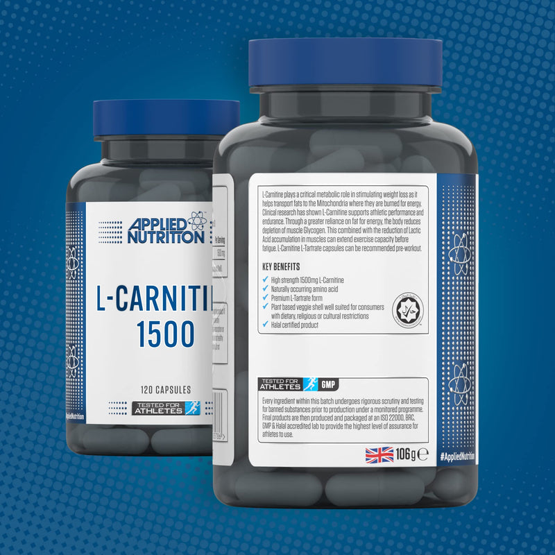 Applied Nutrition L-Carnitine 1500mg - Carnitine Supplement Premium L-Tartrate Form, High Strength, Energy Boost & Weight Management (120 Capsules - 60 Servings) - BeesActive Australia