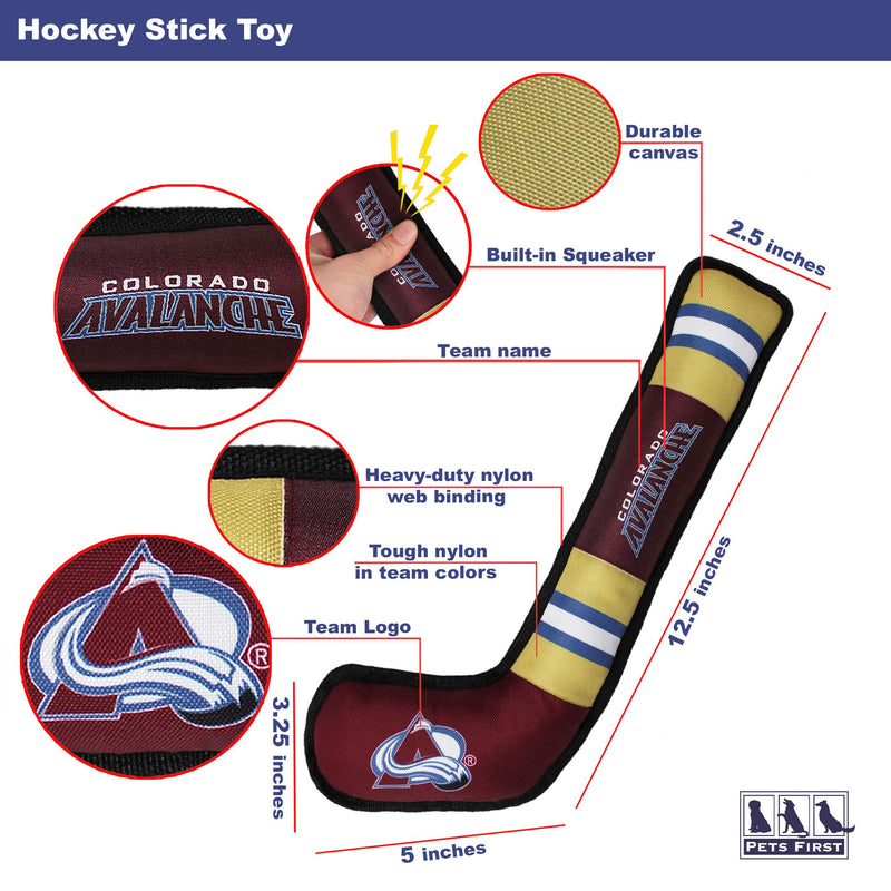 BEST DOG PET TOY & SUPER REWARD for the FURRY FOUR-LEGGED NHL HOCKEY FAN! Select from A NHL Hockey Stick Pet TOY, NHL Rubber Puck Toy Hockey Stick Toy Colorado Avalanche - BeesActive Australia