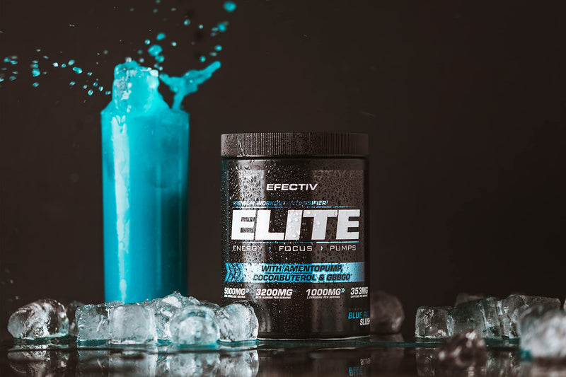 Efectiv Elite Premium Pre Workout Intensifier - Enhanced Energy - Helps Focus - Provides Pumps - with Amentopump, Cocoabuterol and GBBGO - 420grams (Blue Razz Slush) Blue Razz Slush - BeesActive Australia