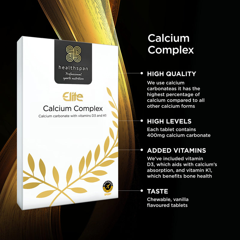 Healthspan Elite Calcium Complex 1,200mg | 120 Tablets | All Blacks Official Partner | Added Vitamin D3 and Vitamin K1 | Bone Health | Vanilla Chewable Tablets | Informed Sport Accredited | Vegetarian - BeesActive Australia