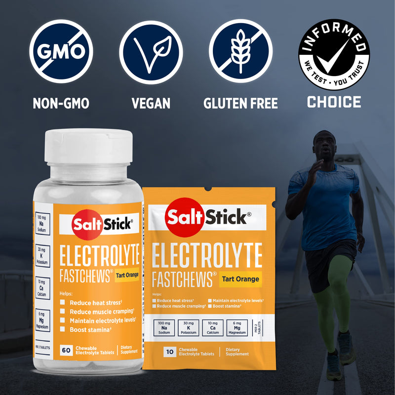 SaltStick Fastchews, Electrolyte Replacement Tablets for Rehydration, Exercise Recovery, Youth & Adult Athletes, Hiking, Hangovers, & Sports Recovery, 12 Packets of 10 Tablets, Orange Flavor… 10 Count (Pack of 12) - BeesActive Australia