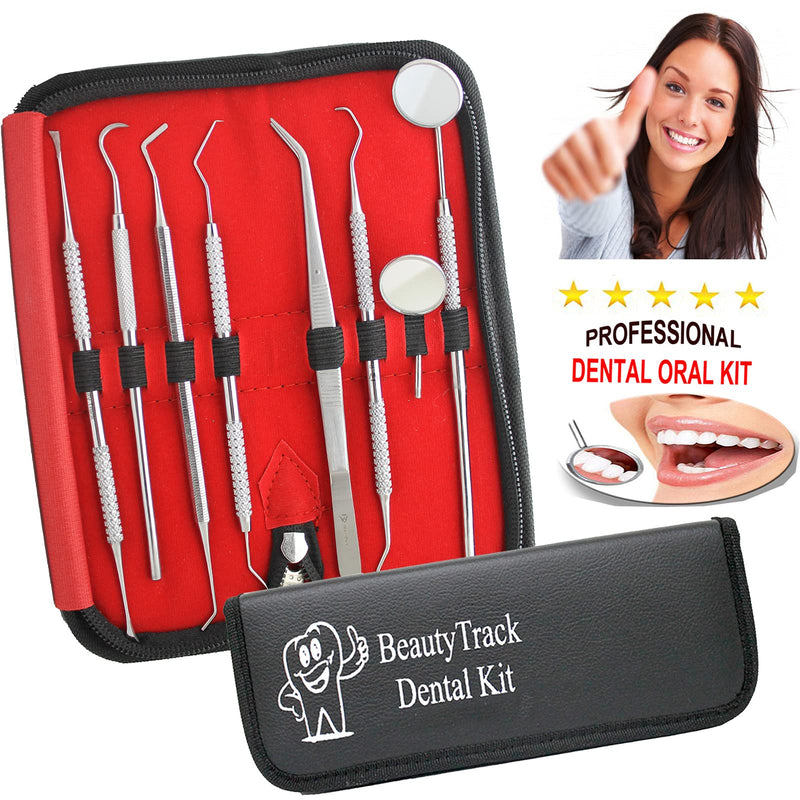 Dental Plaque Remover for Teeth Dental Tools 8 Pcs Hygiene Teeth Cleaning Kit with Storage Case, Dentist Tools for Personal & Pet Oral Care with Extra #4 Mirror - BeesActive Australia