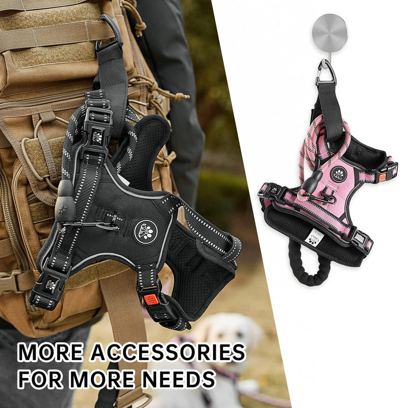 NESTROAD No Pull Dog Harness,Adjustable Oxford Dog Vest Harness with Leash,Reflective No-Choke Pet Harness with Easy Control Soft Handle for Small Medium Large Dogs 【M】neck 13-17" chest 17-25" Pink - BeesActive Australia