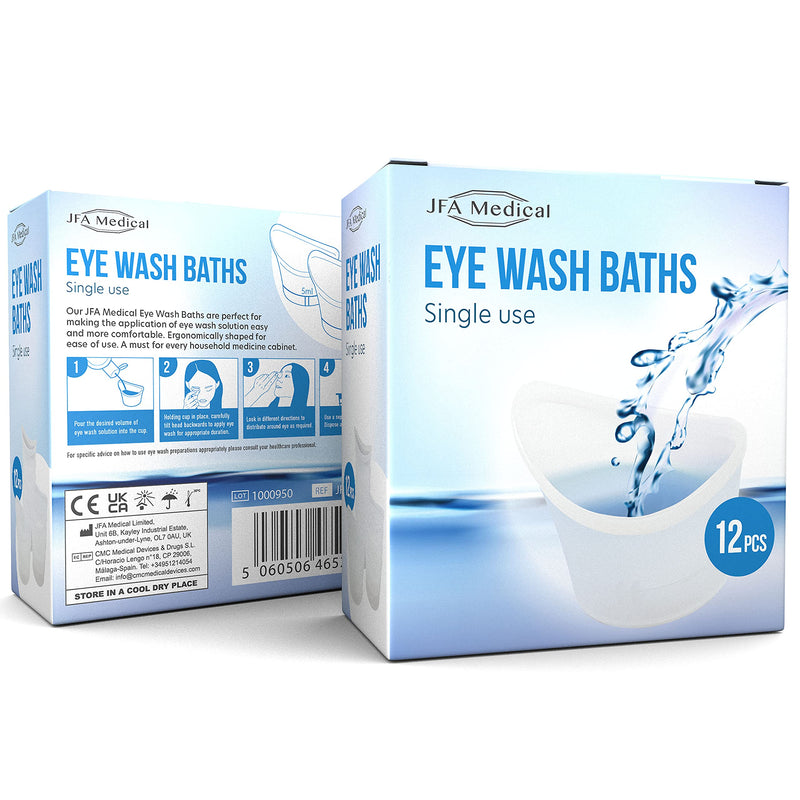 JFA Medical First Aid One Size Plastic Eyewash Pain Relieve Cleaning Eye Bath Cup - Pack of 12 - BeesActive Australia
