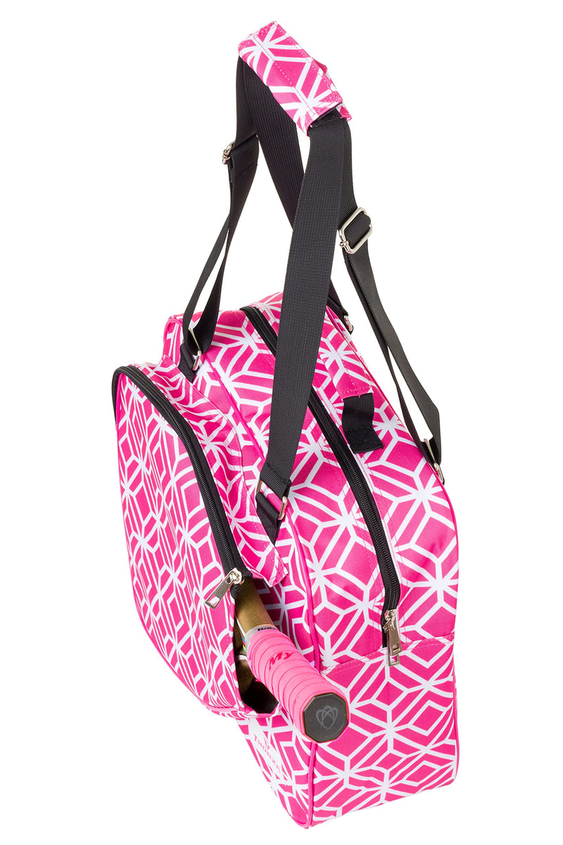 Thorza Pickleball Bag for Women with Paddle Holder, Mesh Side Pocket, Large Inner Storage, Carry Handle, and Adjustable Shoulder Strap, Sports Equipment for Amateurs and Pros, Pink - BeesActive Australia