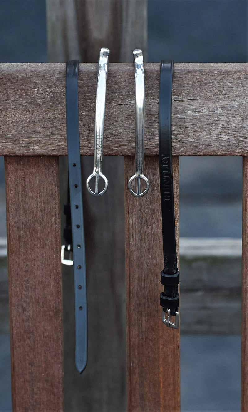 [AUSTRALIA] - Huntley Equestrian Premium English Leather Spur Straps, Black 18" Inches Long 