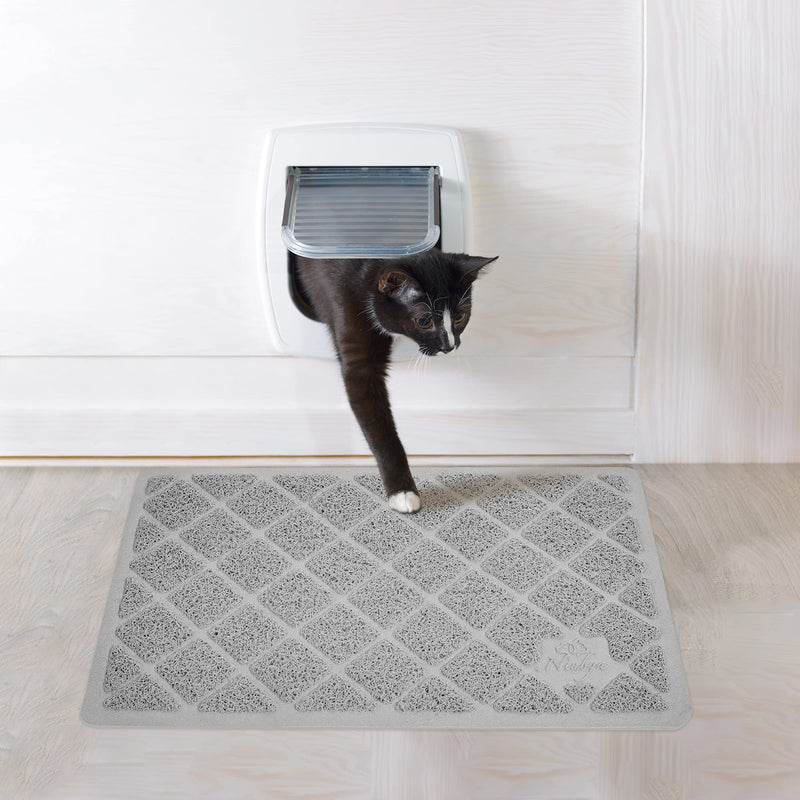 Niubya Premium Cat Litter Mat, Litter Box Mat with Non-slip and Waterproof Backing, Litter Trapping Mat Soft on Kitty Paws and Easy to Clean, Cat Mat Traps Litter from Box Small - 23" x 14" Grey - BeesActive Australia