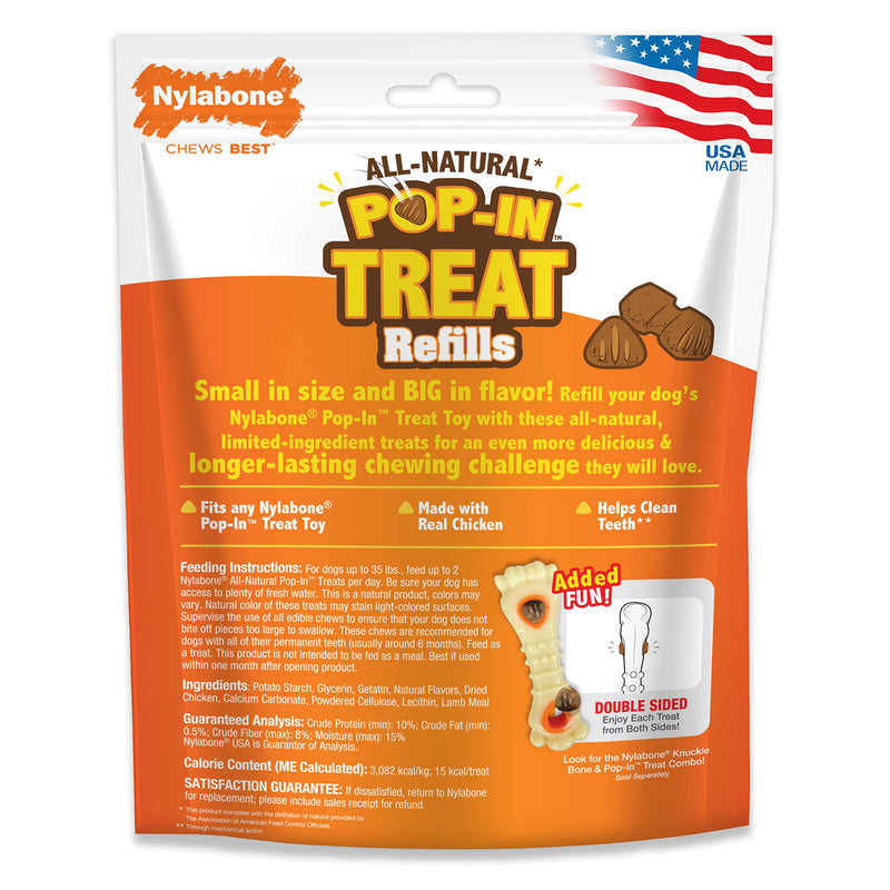 Nylabone Power Chew Knuckle Bone & Pop-in Treats Treat Refill Chicken 1 Count (Pack of 30) - BeesActive Australia