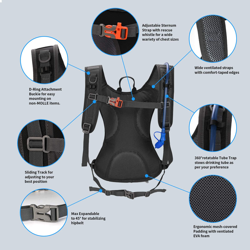 Roptat Hydration Backpack Pack with 2L Hydration Bladder - Lightweight Water Backpack Keeps Water Cool up to 4 Hours Pouch for Women Men Running Riding Biking Style10 - BeesActive Australia