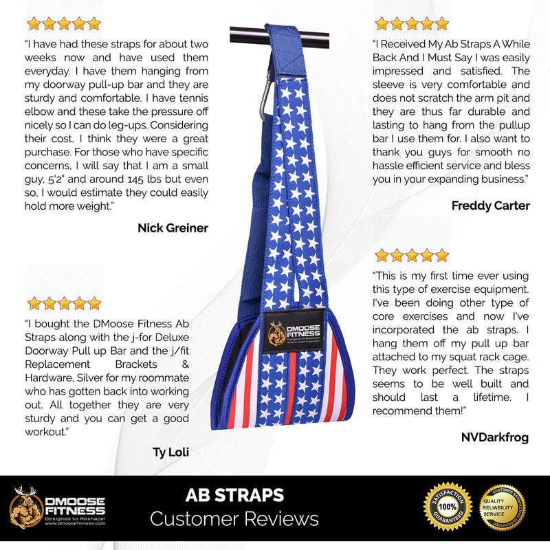 DMoose Fitness Hanging Ab Straps for Abdominal Muscle Building and Core Strength Training, Arm Support for Ab Workouts, Padded Gym Equipment for Men and Women American - BeesActive Australia