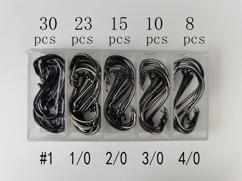 86pcs/Box Circle Hooks Saltwater Fishing Hooks,Circle Hooks for Catfish,5size:#1 1/0 2/0 3/0 4/0 Black High Carbon Steel Octopus Hooks 2X Strong Customized Offset Sport Fish Hook Catfishing Hooks - BeesActive Australia