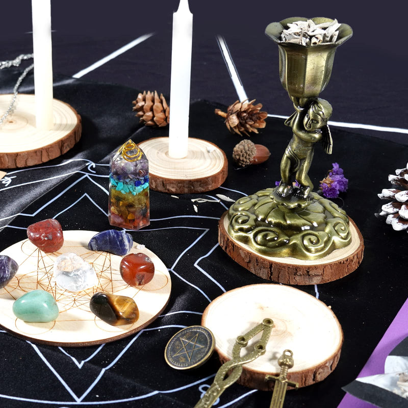 Soulnioi Witchcraft Supplies Set, Crystals Healing Set with 7 Chakra Stones,Sage, Scepter, Star Coin, Sword, Grail, for Meditation Spiritual, Witchcraft Starter Kit for Beginners (Gold Metal Ornament) H - BeesActive Australia