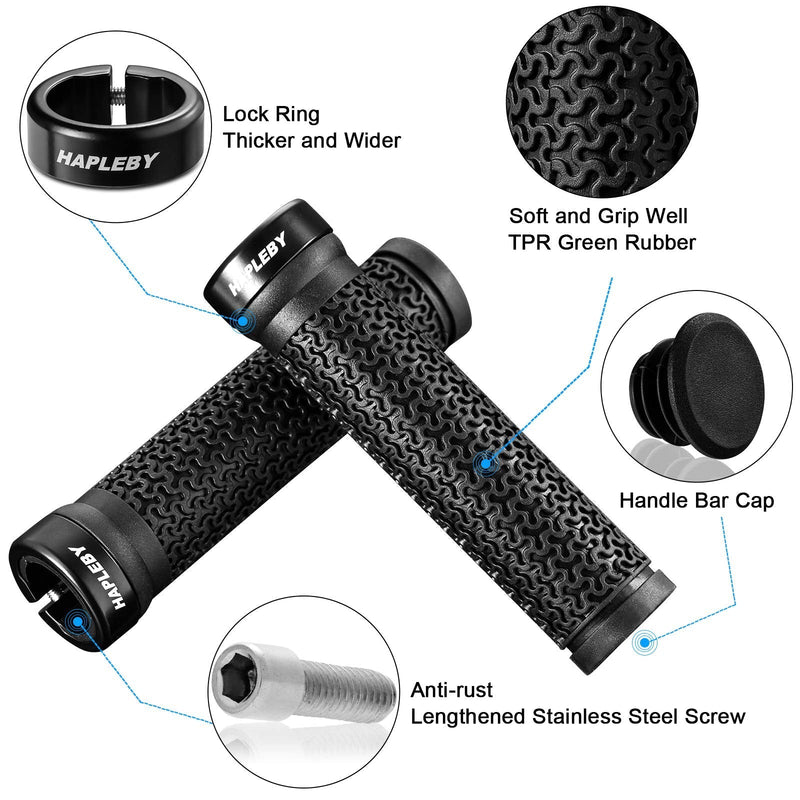 Hapleby Premium Bike Handlebar Grips, Single Lock-on Bike Grips, Professional Mountain Bicycle Handlebar Locking Grips with Anti-Slip, 2PCS Screw and 2PCS Allen Wrench for Free - BeesActive Australia
