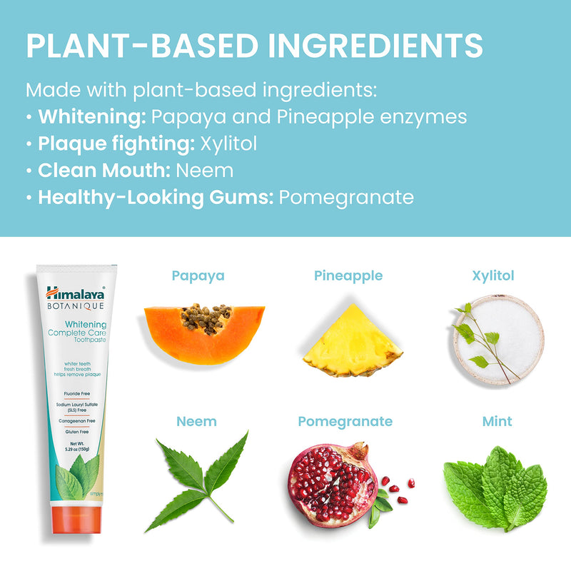 Botanique Whitening Simply Mint |Prevents Germs and Improves Oral & Dental Health |Strenghtens Teeth| All Natural, Fluoride & SLS Free | 100% Vegetarian and Vegan Friendly- 150g 150 g (Pack of 1) - BeesActive Australia