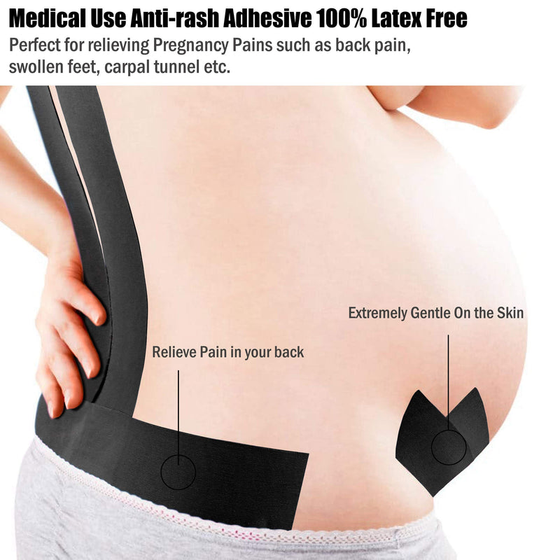 Kinesiology Tape - Athletic Sports Lifting Tape for Pain Relief, Muscle and Joint Support, Workout Recovery, Achilles, Back, Knee, Shoulder, Ankle, Wrist, Foot, Elbow, Arm, Physical Therapy Equipment Black - BeesActive Australia