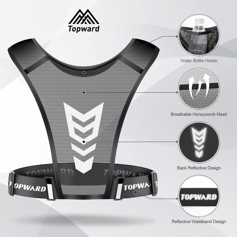 Topward Running Vest Phone Holder for Men Women, Waterproof Cell Phone & Key Pouch, Reflective Hydration Vest Train Free Workout Gear - Lightweight, Breathable Mesh Pockets - Adjustable Waistband - BeesActive Australia