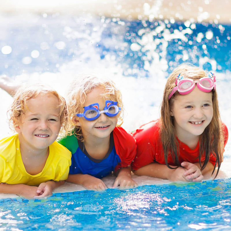 2 Pairs Swim Goggles for Kids, Toddler Swimming Goggles No Leak Anti Fog Toddler Goggles UV Protection Shark Unicorn Swimming Goggles with Ear Plugs for Girls Boys Pool - BeesActive Australia