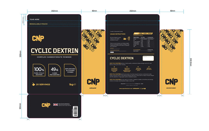 CNP Cyclic Dextrin, Complex Carbohydrate Powder, Replenishes Glycogen Stores, 49g Carbs, 20 Servings, 1kg Pouch, Unflavoured - BeesActive Australia