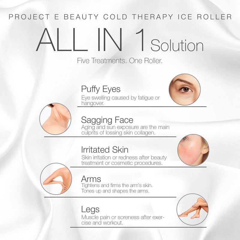 Project E Beauty Ice Roller Cold Therapy | Face Eye Body Massage Massager Under Eye Puffiness Brightening Cooling Cool Tightening Reduce Wrinkles Dark Circles Muscle Soreness Pain Relief Redness - BeesActive Australia