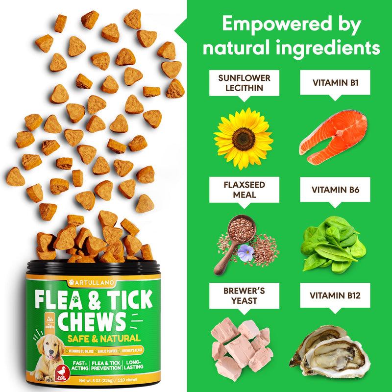 Flea and Tick Prevention for Dogs Chewables - Made in USA - Natural Flea and Tick Supplement for Dogs - Oral Flea Pills for Dogs - Pest Defense - All Breeds and Ages - Made in USA - BeesActive Australia