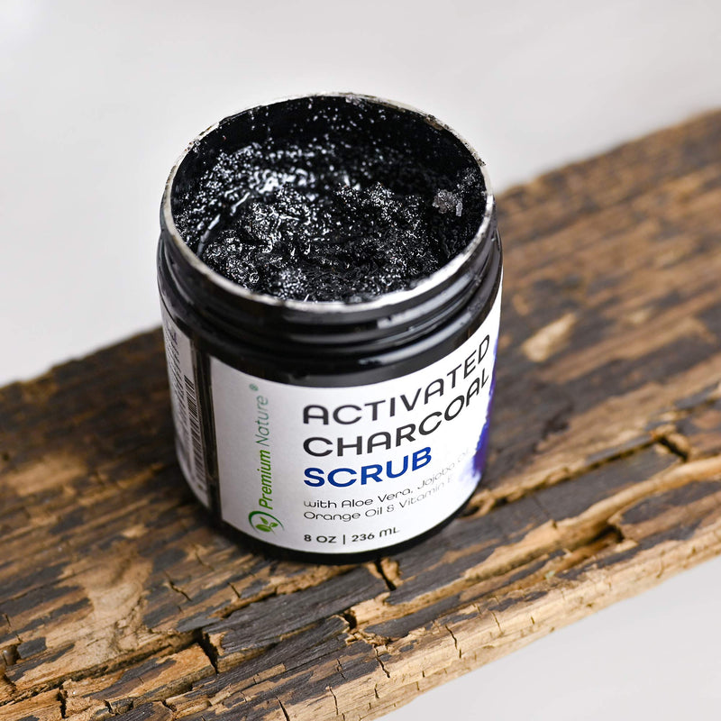 Activated Charcoal Exfoliating Body Scrub - Exfoliating Face Hand Lip Foot & Body Sea Salt Black Exfoliator Pore Minimizer Deep Facial Cleansing Blackhead & Acne Scars Remover, Anti Cellulite - BeesActive Australia