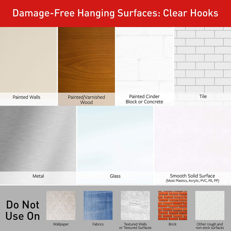 Command Medium Wall Hooks, Damage Free Hanging Wall Hooks with Adhesive Strips, No Tools Wall Hooks for Hanging Decorations in Living Spaces, 7 Clear Wall Hooks and 12 Command Strips 7 Hooks - BeesActive Australia
