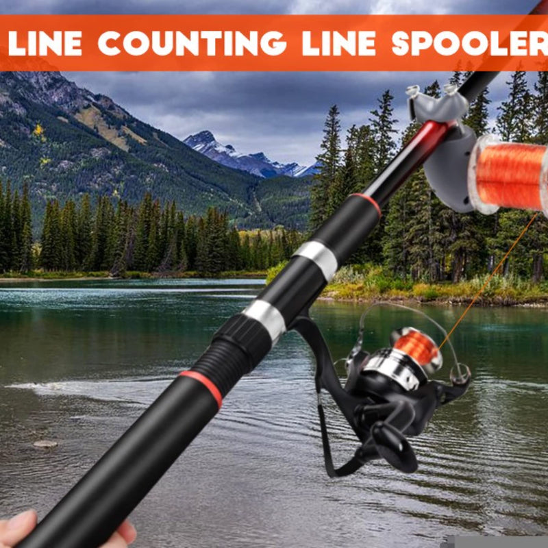 Teamaze Fishing Line Spooler, Fishing Line Spooling Tools for Spinning Reels and Casting Reels, Portable Fish Shape Adjustable Position Line Counter, Grey - BeesActive Australia