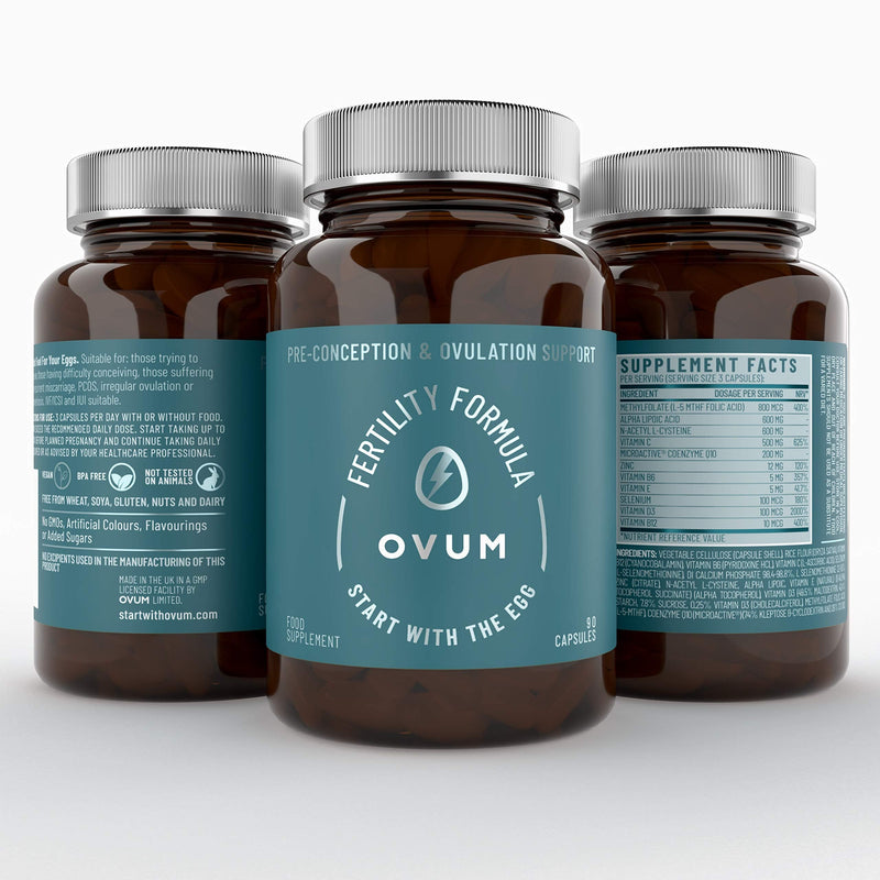 OVUM Fertility Supplement with MicroActive� CoQ10 and Methylfolate | We Start with The Egg � | Most Scientifically Advanced Supplement for Fertility | 30 Day Supply | Made in The U.K. - BeesActive Australia