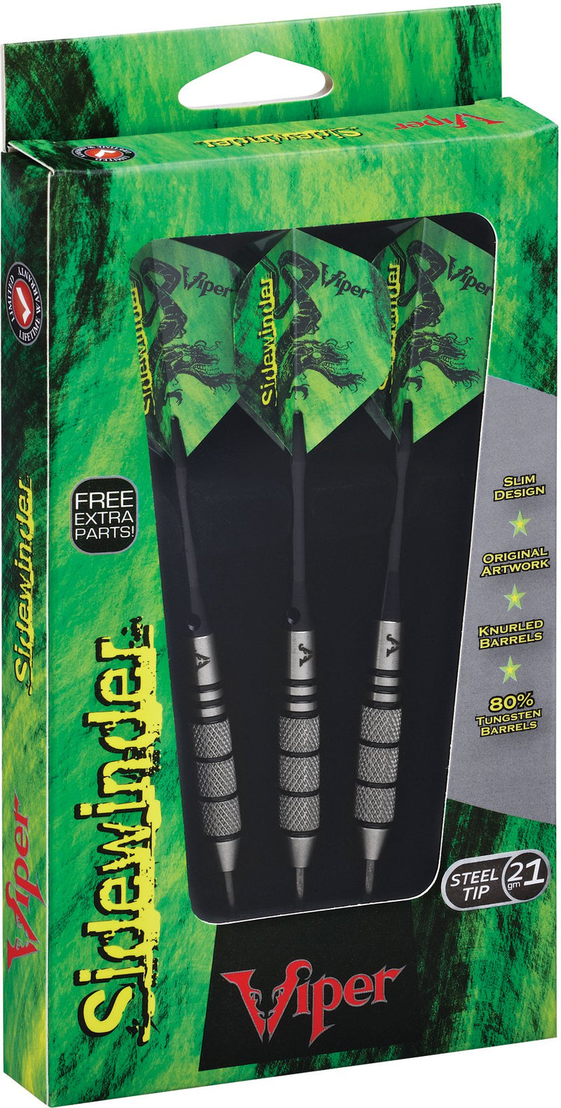 [AUSTRALIA] - Viper Sidewinder 80% Tungsten Steel Tip Darts 21 grams Black Ring Barrel 