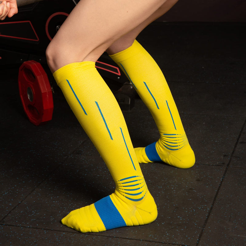 NEENCA Compression Socks, Medical Athletic Calf Socks for Injury Recovery & Pain Relief, Sports Protection—1 Pair, 20-30 mmhg Yellow Small-Medium - BeesActive Australia