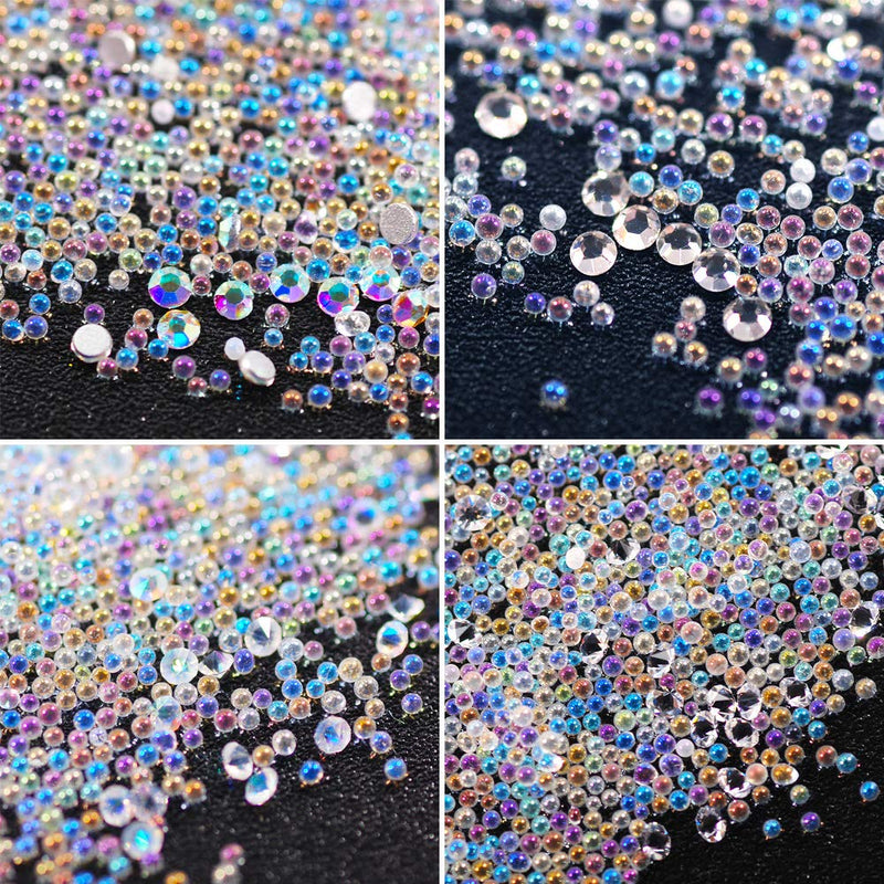 Micro Ball Micro Crystal Nail Caviar Beads Glass Trend Caviar Mix Clear Ab and Crystal Clear Rhinestone 4 Pixie Crystals Bottles For Nail Art Decorations - BeesActive Australia