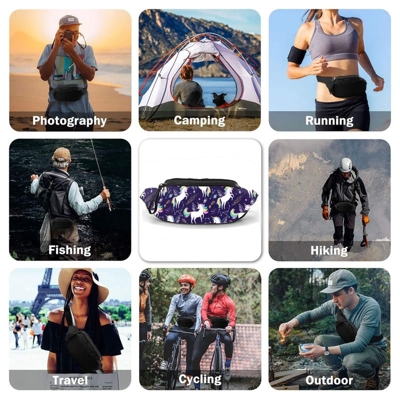 Cute Unicorns Fanny Pack For Men Women,With Adjustable Zipper Lightweight Strap Waist Pack For Casual Running Hiking Cute Unicorns - BeesActive Australia