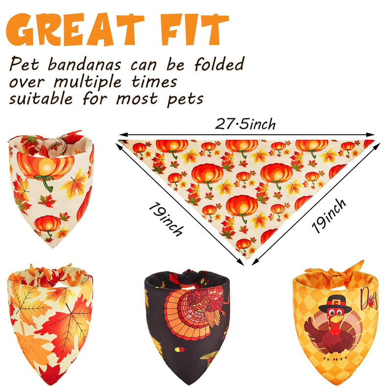 4 Pieces Thanksgiving Dog Bandanas Fall Pumpkin Cat Scarfs Triangle Bibs Washable Maple Leaf Bandanas Adjustable for Small Medium Large Pet Holiday Party Supplies - BeesActive Australia